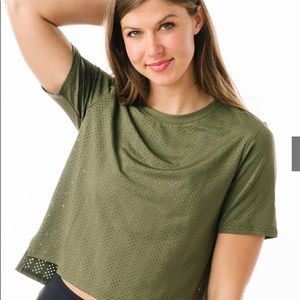 Zyia Olive Vertical Chill Shirt